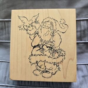 Vintage PSX Rubber Stamp – Santa Claus with Dove & Holly – K-2751 – 1999